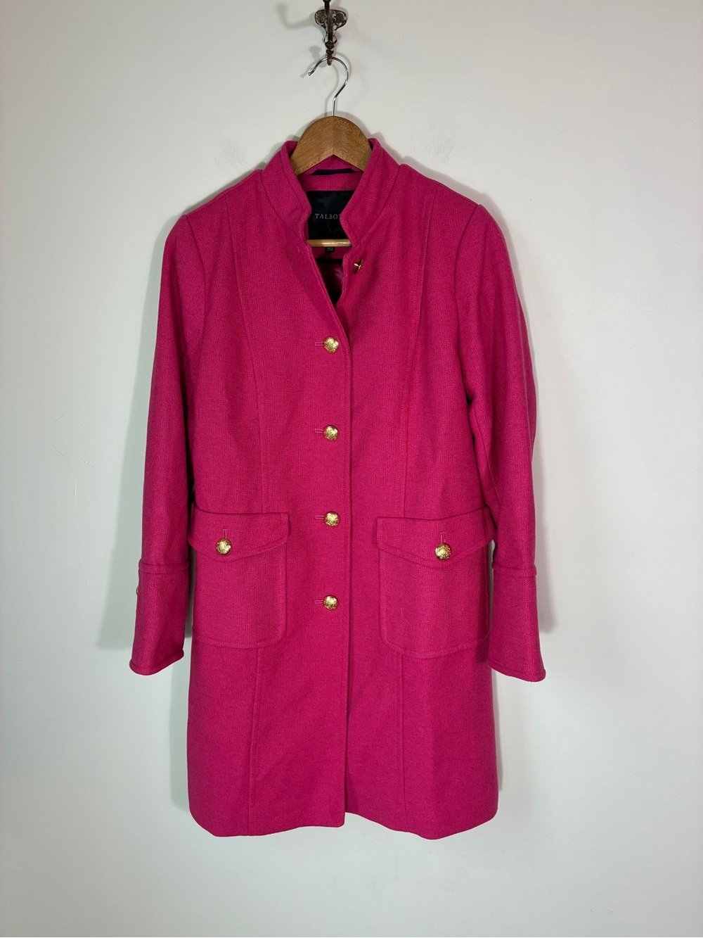 Talbots Fuschia Military Long Coat Size 4 - Picture 2 of 9